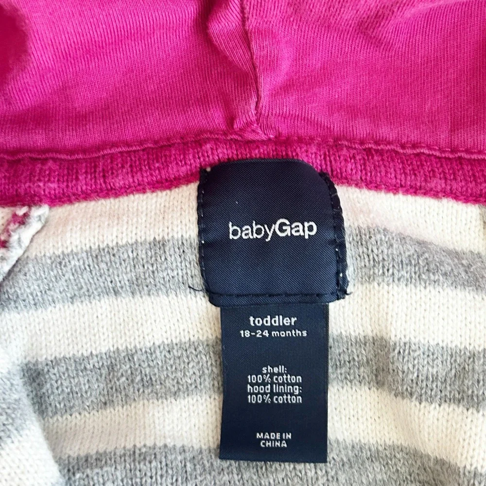 Baby Gap Girls Heart Polka Dot Striped Whimsical Zip Hoodie Sweater Size 18-24M‎